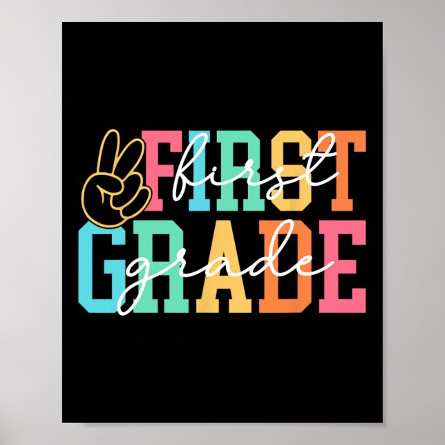 Retro First Grade Preppy Back To School Teacher Gi Poster (Front)