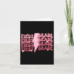 Retro First Grade Teacher Lightning Bolt First Day Card