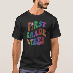 Retro FIRST GRADE VIBES Teacher Peace Love 1st Gr  T-Shirt