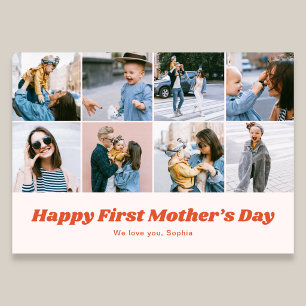 Retro First Mothers Day 12 Photo Collage  Holiday Card