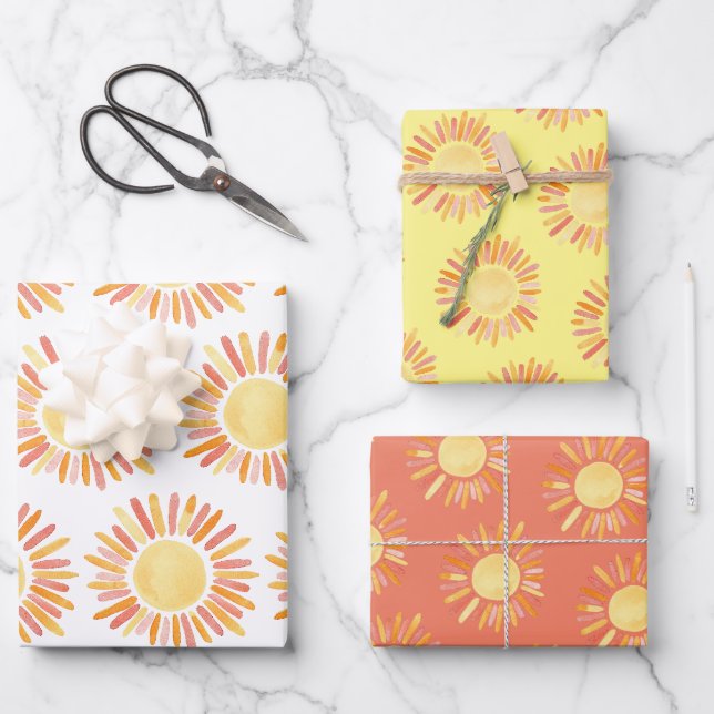 Retro First Trip Around the Sun Birthday Party Wrapping Paper Sheet (Front)