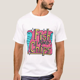 Retro Fish and Chips Vintage Design. T-Shirt
