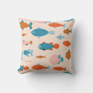 Retro Fish: Risograph Style Pattern Cushion