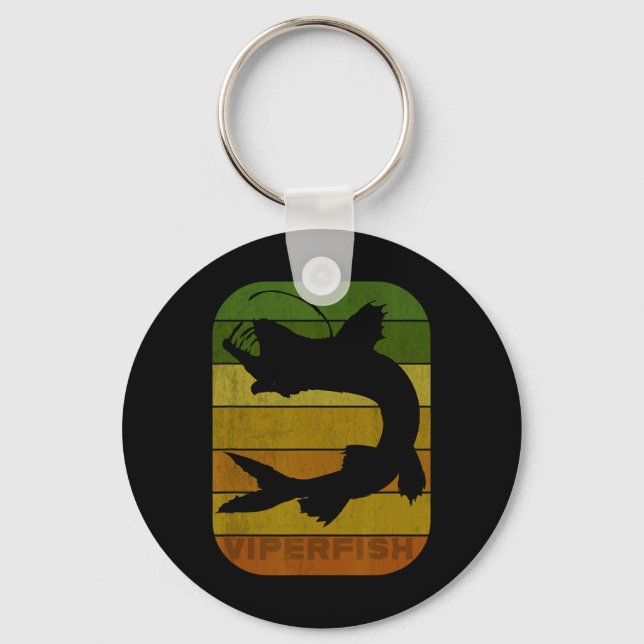 Retro Fishing Deep Sea Fish Anglerfish Ichthyology Key Ring (Front)