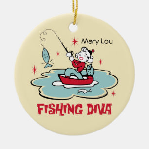 Retro Fishing Diva Personalised Ornament