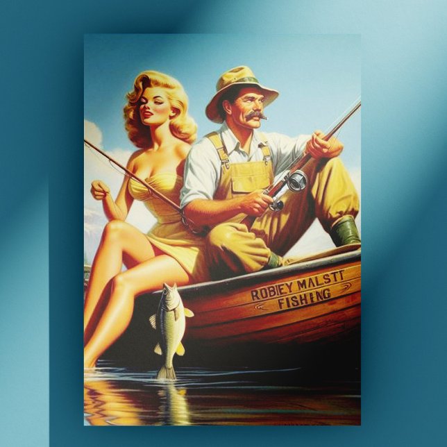 Retro FIshing Illustration Postcard (Creator Uploaded)