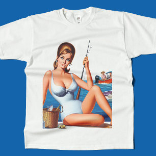 Retro Fishing Pin-up T-Shirt