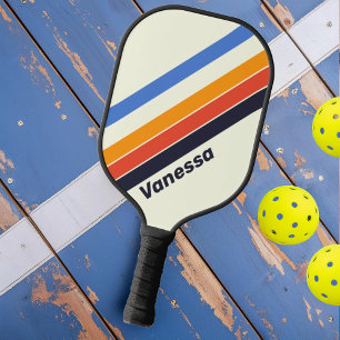 Retro five Striped with Name Pickleball Paddle