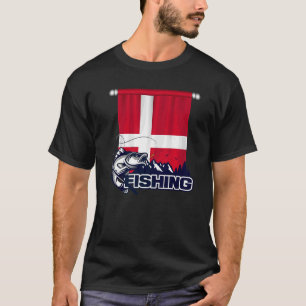 Retro Flag Of Denmark Vintage Denmark Fishing T-Shirt