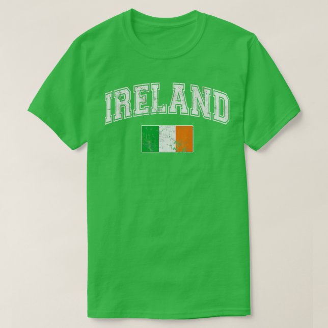 Retro Flag of Ireland Irish St Patricks Day T-Shirt (Design Front)