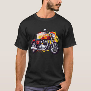 Retro Flaming Motorcycle T-Shirt