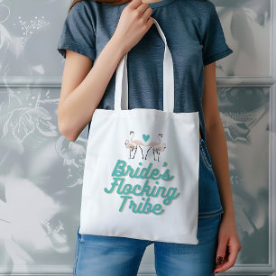 Retro Flamingo Brides Flocking Tribe Bridal Shower Tote Bag