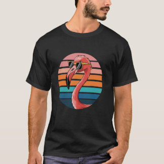 Retro Flamingo Cool Tropical Beach Sunset Summer V T-Shirt