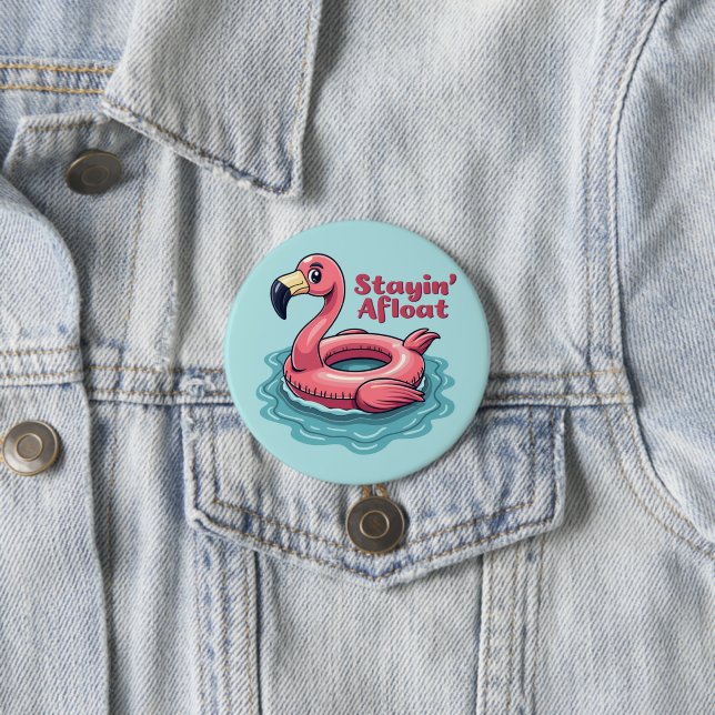 Retro Flamingo Float Funny Summer 7.5 Cm Round Badge (In Situ)