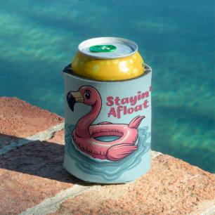 Retro Flamingo Float Funny Summer Can Cooler