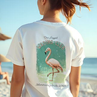 Retro Flamingo Florida Vacation Fun Wading Club Tri-Blend Shirt