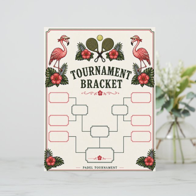 Retro Flamingo Padel Tournament Bracket (Standing Front)