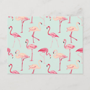 Retro Flamingo Pattern Postcard