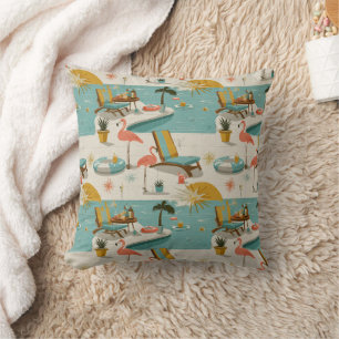 Retro Flamingo Poolside Summer Pattern (10) Cushion