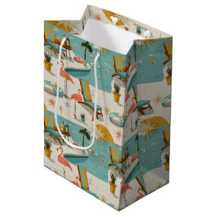 Retro Flamingo Poolside Summer Pattern (10) Medium Gift Bag