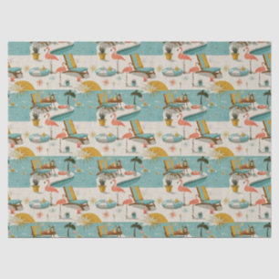 Retro Flamingo Poolside Summer Pattern (10) Tissue Paper