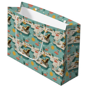 Retro Flamingo Poolside Summer Pattern (1) Large Gift Bag