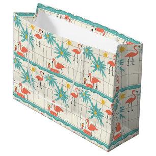 Retro Flamingo Poolside Summer Pattern (2) Large Gift Bag