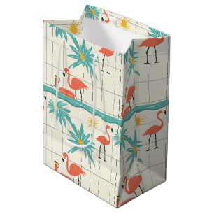 Retro Flamingo Poolside Summer Pattern (2) Medium Gift Bag