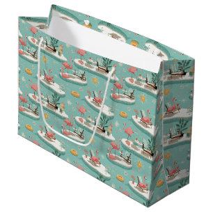Retro Flamingo Poolside Summer Pattern (6) Large Gift Bag