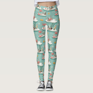 Retro Flamingo Poolside Summer Pattern (6) Leggings