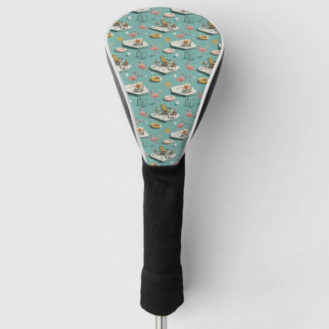 Retro Flamingo Poolside Summer Pattern (8) Golf Head Cover (Front)