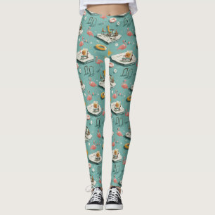 Retro Flamingo Poolside Summer Pattern (8) Leggings