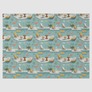 Retro Flamingo Poolside Summer Pattern (9) Tissue Paper