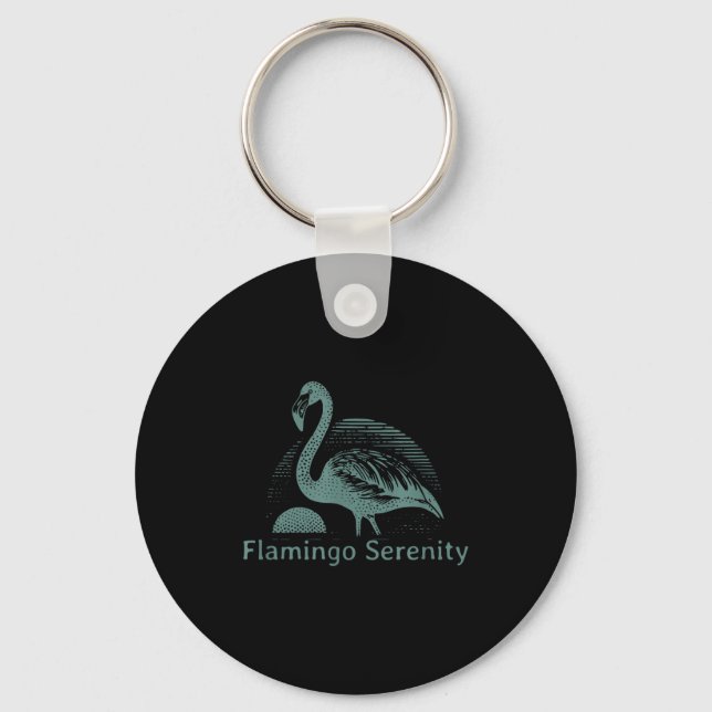 Retro Flamingo Sunset Funny 70s 80s 90s Men Women  Key Ring (Front)
