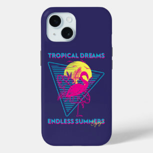 Retro Flamingo Sunset Synthwave Vibes iPhone 15 Case