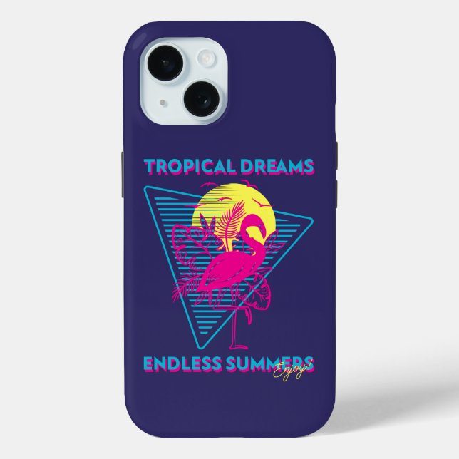 Retro Flamingo Sunset Synthwave Vibes Case-Mate iPhone Case (Back)