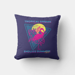 Retro Flamingo Sunset Synthwave Vibes Cushion