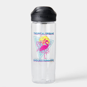 Retro Flamingo Sunset Synthwave Vibes Water Bottle