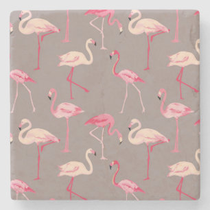 Retro Flamingos 2 Stone Coaster