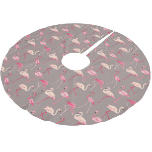 Retro Flamingos   Monogram 2 Brushed Polyester Tree Skirt