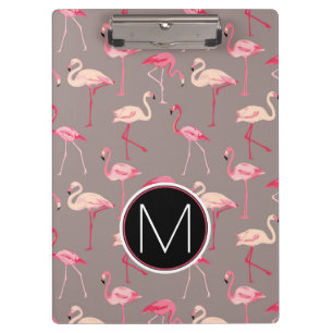 Retro Flamingos   Monogram Clipboard