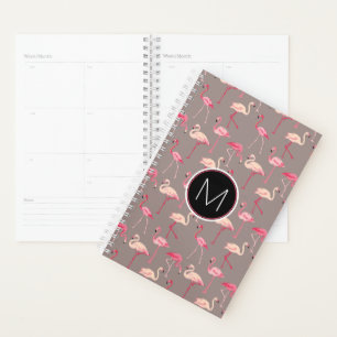 Retro Flamingos Monogram Planner