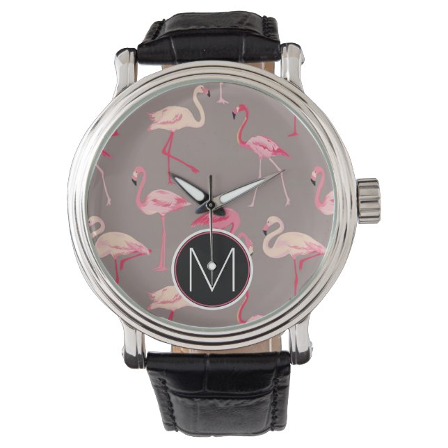 Retro Flamingos | Monogram Watch (Front)