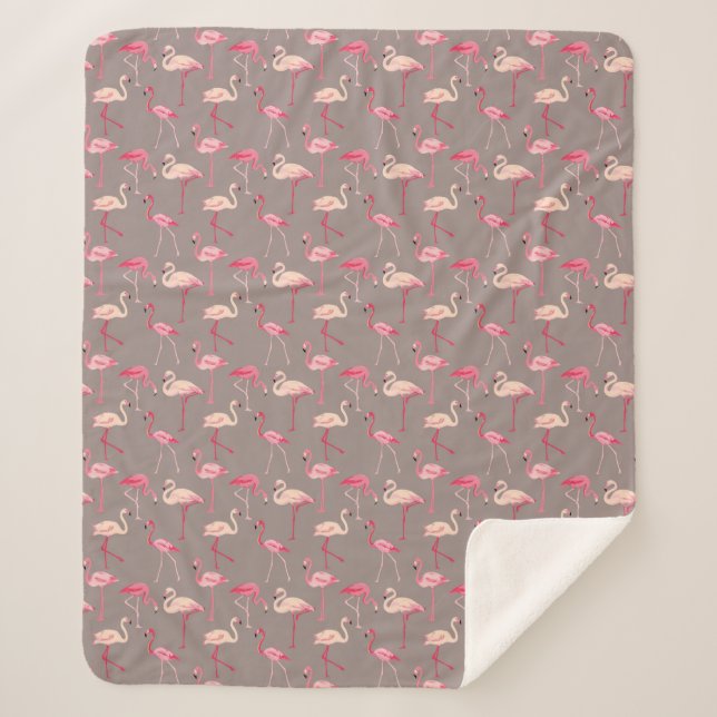 Retro Flamingos Sherpa Blanket (Front)