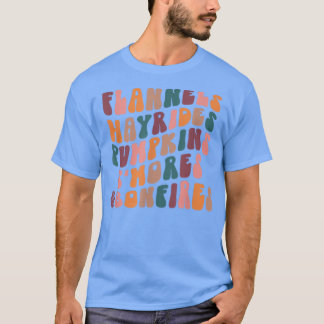 Retro Flannels Hayrides Pumpkins S'mores Bonfires  T-Shirt