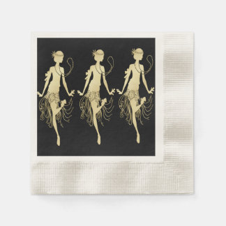 Retro Flappers Black Background Napkin