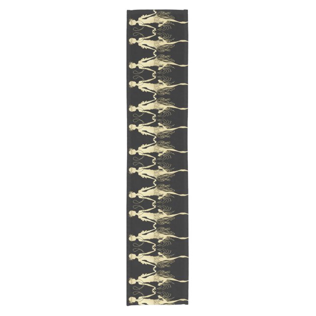 Retro Flappers Black Background Short Table Runner (Front)