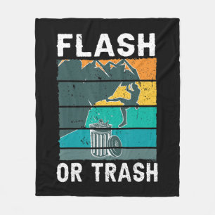Retro Flash or Trash Fun Rock Climbing Mountain Bo Fleece Blanket