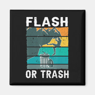 Retro Flash or Trash Fun Rock Climbing Mountain Bo Magnet