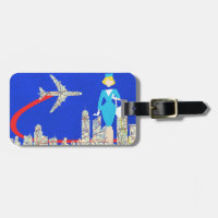 Retro Flight Attendant Customisable Luggage Tag